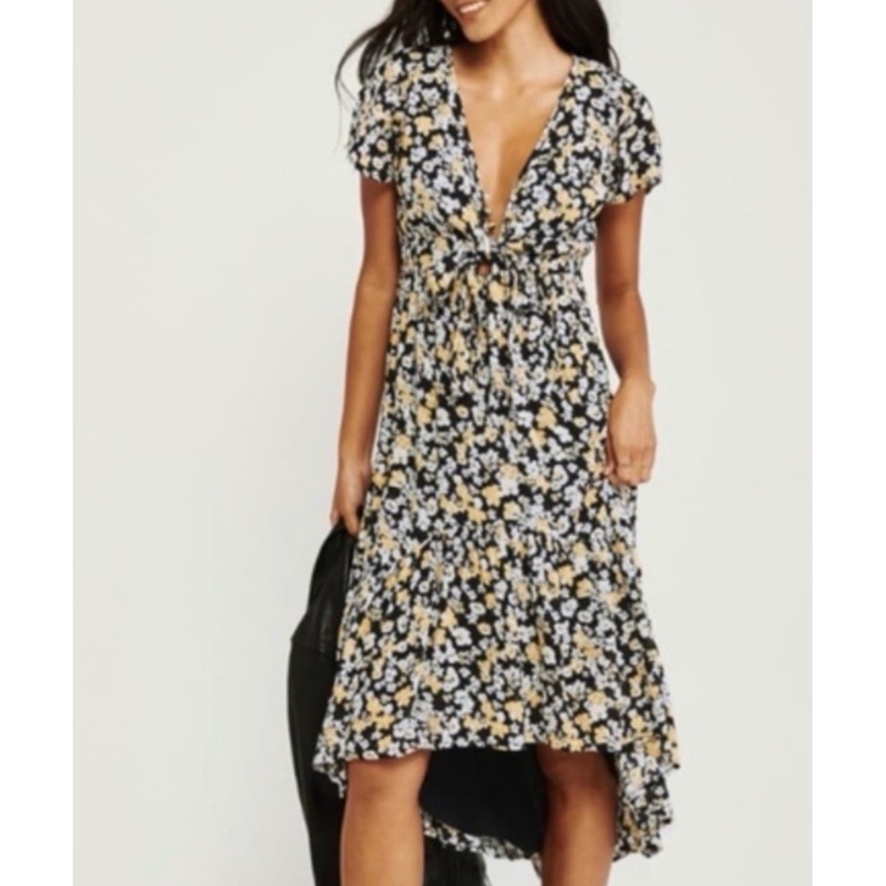 Abercrombie & Fitch Floral High-Low Maxi Dress Womens XS